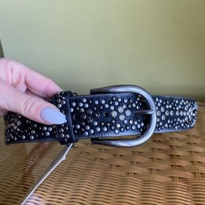 Studded Black Leather Belt